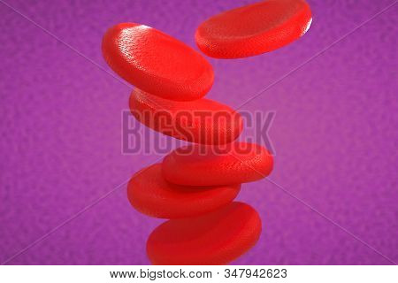 3D Rendering Of Erythrocyte Or Red Blood Corpuscle. 3D Illustration Of Red Blood Cells.
