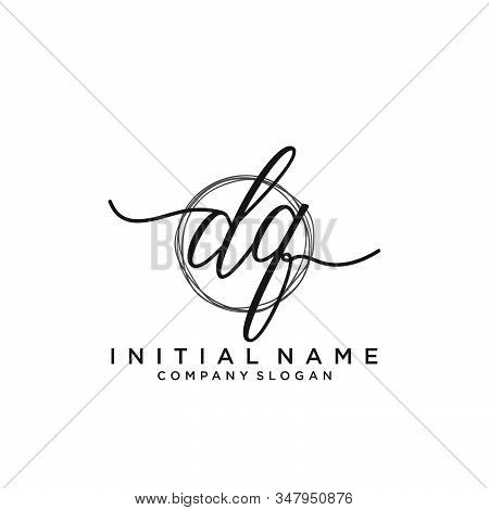 Dq Initial Handwriting Logo With Circle Template Vector.