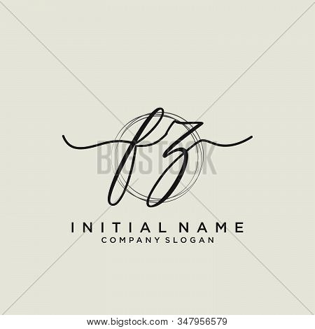 Fz Initial Handwriting Logo With Circle Template Vector.