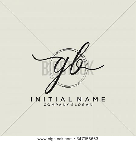 Gb Initial Handwriting Logo With Circle Template Vector.