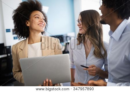 Successful Business Group Of People At Work In Office