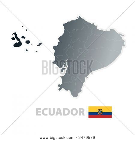Mappa Ecuador con bandiera ufficiale