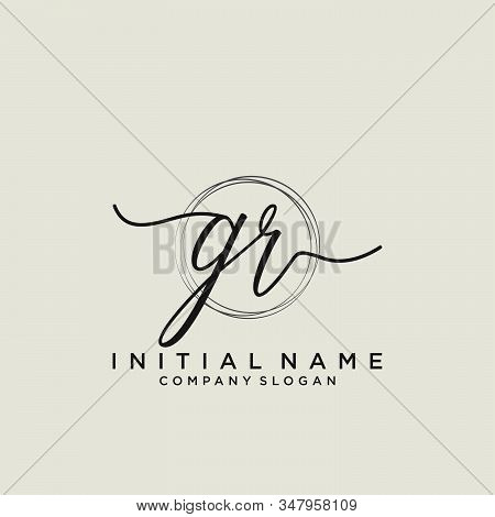 Gr Initial Handwriting Logo With Circle Template Vector.