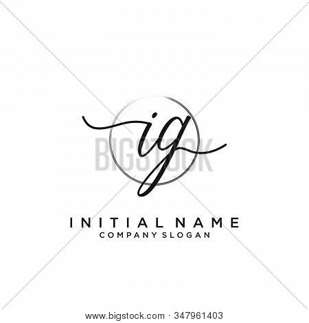 Ig Initial Handwriting Logo With Circle Template Vector.