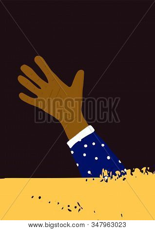 Poster Template With Hand. Blank For Banner. Vector Illustartion.