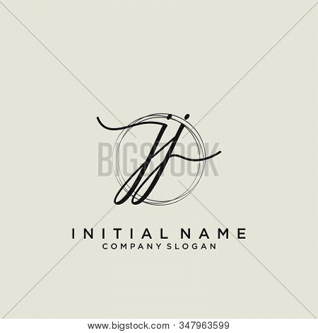 Jj Initial Handwriting Logo With Circle Template Vector.