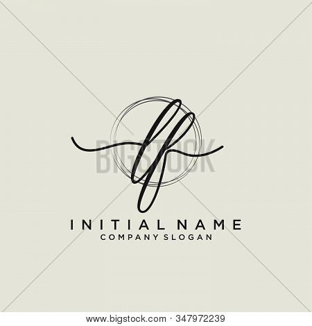 Lf Initial Handwriting Logo With Circle Template Vector.
