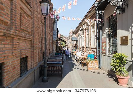 Tbilisi, Georgia, October 14, 2019 : The Old Building Stands On Ioane Shavteli St In Tbilisi City In