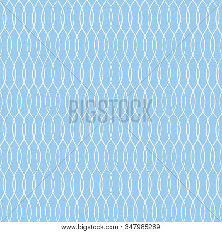 Vector Abstract Geometric Vertical Wavy Line Pattern, Summer Mood On Blue Background. Beachy Costal 