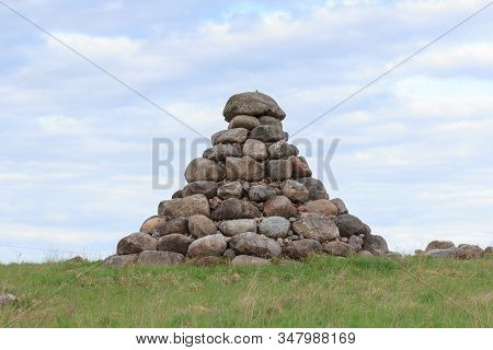 Latvia. Sabile. Stone Pyramid Man-made Tourist Attraction