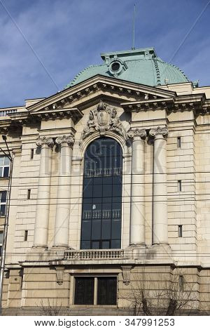Sofia, Bulgaria - January 22, 2020: Facade Of University Of Sofia St. Kliment Ohridski, Bulgaria