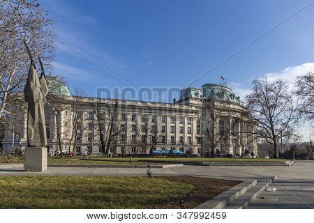 Sofia, Bulgaria - January 22, 2020: Facade Of University Of Sofia St. Kliment Ohridski, Bulgaria