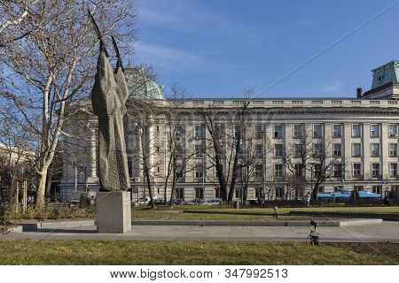 Sofia, Bulgaria - January 22, 2020: Facade Of University Of Sofia St. Kliment Ohridski, Bulgaria