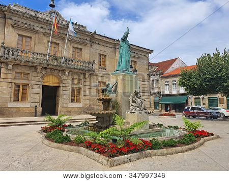 Tuy City Landscape In Portugal, Ancient Buildings In City Square