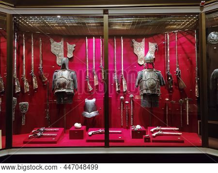 December 21, 2021. Moscow. Russia: Various Collections Exhibits From The History Of Russia In The Mu