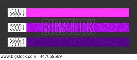 Pink, Purple, Violet Paper Bracelet Vector Mockups For Concert, Vip Zone Or Festival