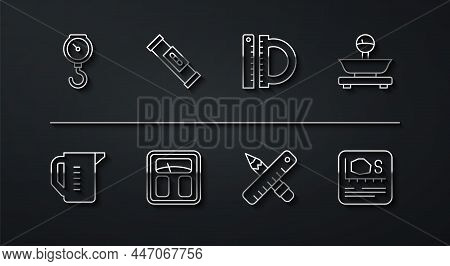 Set Line Hand Scale Spring Mechanical, Measuring Cup, Scales, Crossed Ruler Pencil, Bathroom Scales,