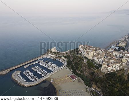 Aerial View On Old And New Parts Of Sperlonga, Ancient Italian City In Province Latina On Tyrrhenian
