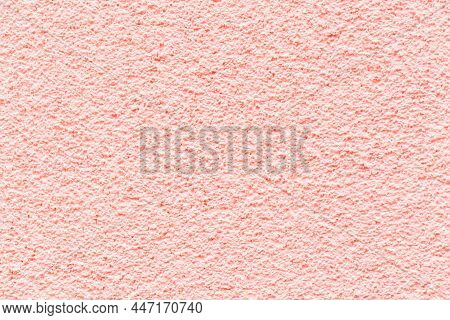 Sample Of A Texture Of Pink Plaster. Wall Finished With A Decorative Cement Stucco. Example Of Exter