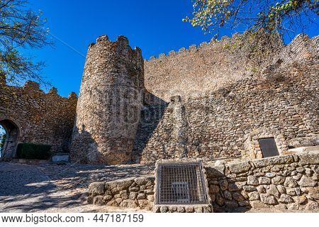 The Ancient Castle Of Montanchez Near Caceres, Extremadura, Spain, Freely Accessible To Tourists, Is