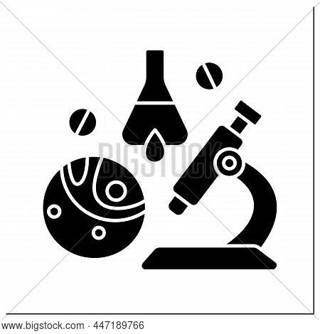 Biopharmaceutical Industry Glyph Icon. Biological Medical Product. Pharmaceutical Drug Product. Rese