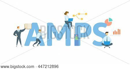 Amps, Auction Market Preferred Stock. Concept With Keyword, People And Icons. Flat Vector Illustrati