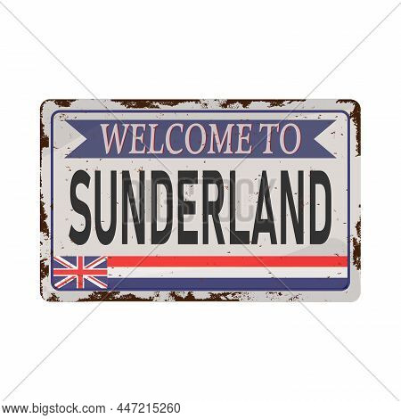 Sunderland , United Kingdom , Road Sign Vintage Vector Illustration, Road Table
