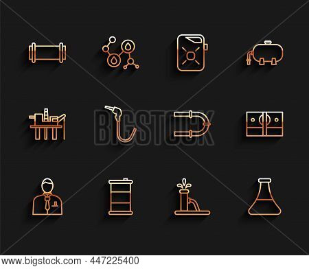 Set Line Businessman Or Stock Market Trader, Barrel Oil, Industry Pipe, Oil Pump Pump Jack, Petrol T