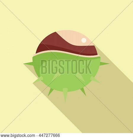 Season Chestnut Icon Flat Vector. Fruit Tree. Japan Nut