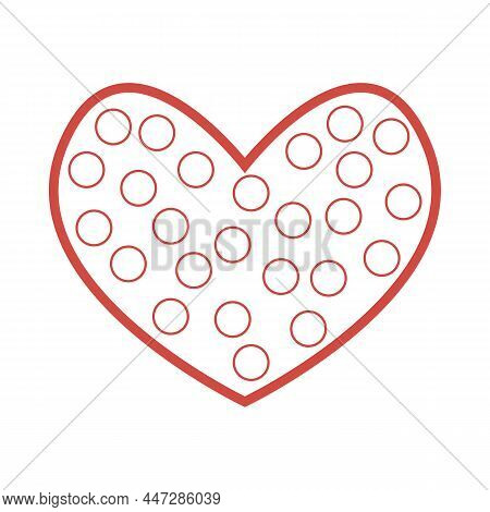 Human Heart Linear Drawing. Fashion Minimalist Illustration. Love Symbol. Abstract Red Outline. Hear