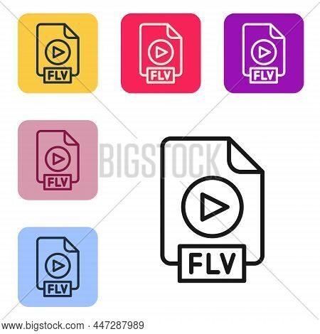 Black Line Flv File Document Video File Format. Download Flv Button Icon Isolated On White Backgroun