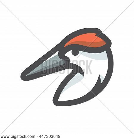 Woodpecker Bird Head Vector Icon Cartoon Illustration.