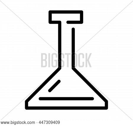 Test Tube Flat Icon. Pictogram For Web. Line Stroke. Isolated On White Background. Chemistry Icons V