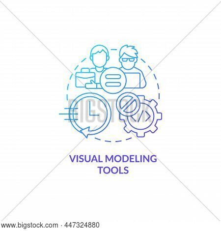 Visual Modeling Tools Blue Gradient Concept Icon. No Professional Proframmer Requiered. Web 3 0 Abst