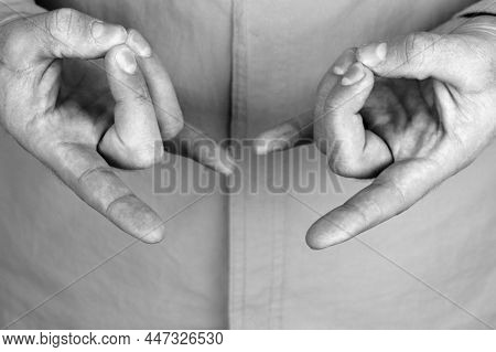 Apan Mudra. Yogic Hand Gesture. Hand Spirituality Hindu Yoga Of Fingers Gesture.