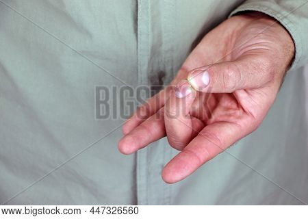 Shuni Mudra. Yogic Hand Gesture. Hand Spirituality Hindu Yoga Of Fingers Gesture.