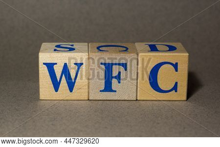 January 19, 2022. New York, Usa. Stock Ticker Symbol Of Wells Fargo Wfc, Made Of Wooden Cubes, On A 