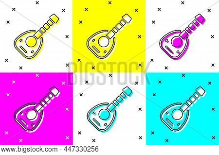 Set Musical Instrument Lute Icon Isolated On Color Background. Arabic, Oriental, Greek Music Instrum