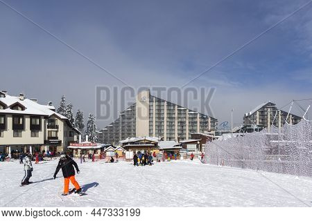 Borovets, Bulgaria - January 14, 2022: Winter View Of Ski Resort Of Borovets At Rila Mountain, Sofia