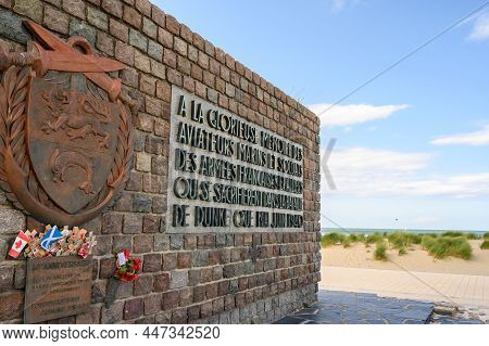 Dunkirk, France - August 13, 2019: Close Up Of Operation Dynamo Memorial To Allied Forces In Dunkirk