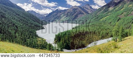 The Landscape Of Kucherlinskoye Lake With Mountains On Background Coloured