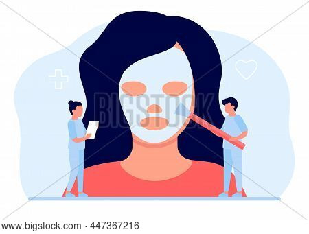 Facial Mask On Woman Face, Skin Care, Cosmetology Concept. Doctor Doing Medical Cosmetic Procedure C