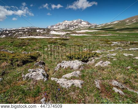 North Caucasus. Caucasian Nature Reserve. Lago-naki Plateau In Spring. Mount Oshten.
