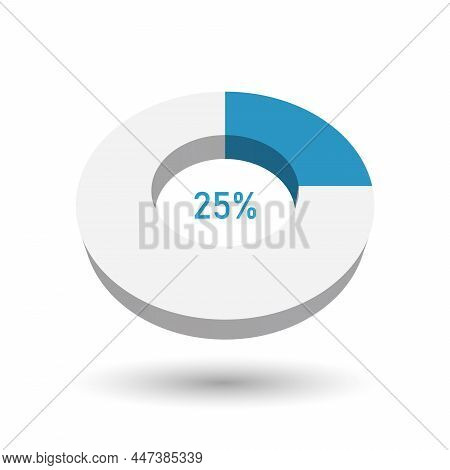 25 Percent Pie Chart. Doughnut Or Donut Type Graph. Statistical Tool Represents Share Of The Total. 