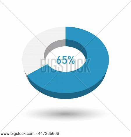 65 Percent Pie Chart. Doughnut Or Donut Type Graph. Statistical Tool Represents Share Of The Total. 
