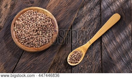 Organic Raw Lentils In The Wooden Bowl - Lens Culinaris