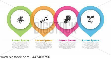 Set Poisonous Spider, The Arrow, Drop Of Mercury And Poisoned Pill. Business Infographic Template. V