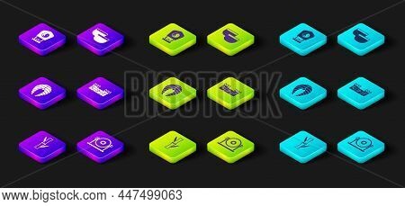 Set Bamboo, Gong, Fish Steak, Great Wall Of China, Chinese Ceremony And Paper Lantern Icon. Vector