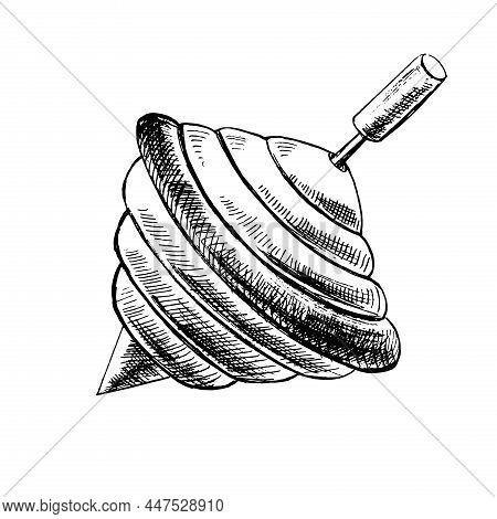 A Hand-drawn Ink Sketch Of  A Vintage Yula. Outline On A White Background, Vintage Vector Illustrati