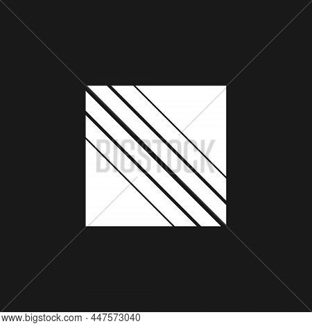 Retrowave Striped Square 1980s Style. Synthwave Black And White Rectangle Shape, Retrowave Design El